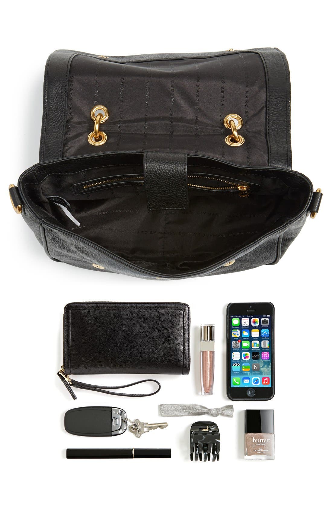MARC BY MARC JACOBS 'Small Too Hot To Handle' Leather Tote, Alternate, color, BLACK