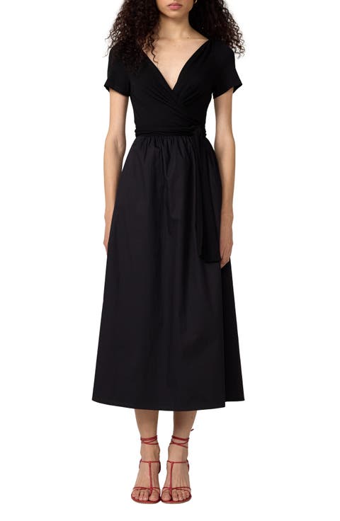 Elena Mixed Media Fit & Flare Dress