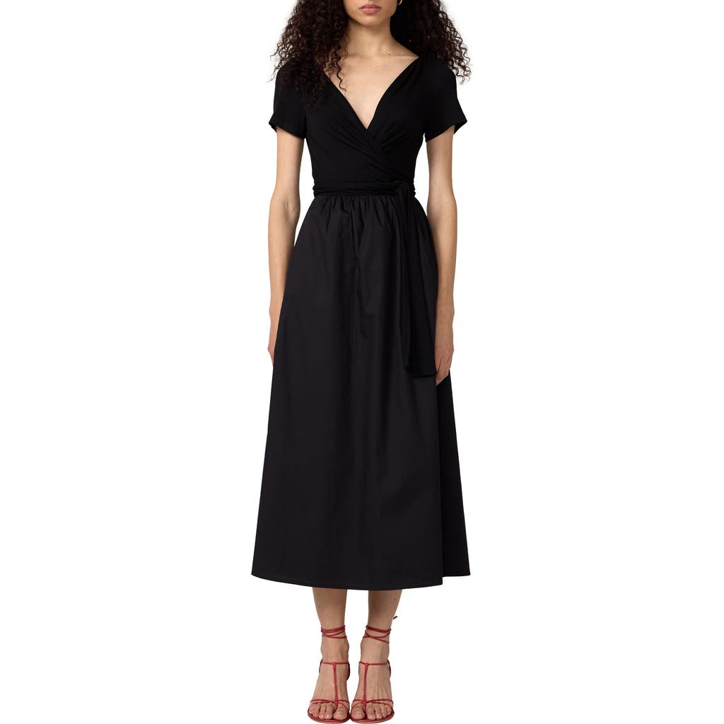 Diane von Furstenberg Elena Mixed Media Fit & Flare Dress in Black at Nordstrom, Size Medium