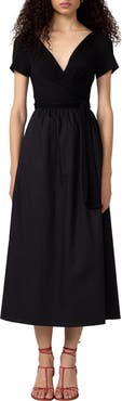 Diane von Furstenberg Elena Mixed Media Fit & Flare Dress
