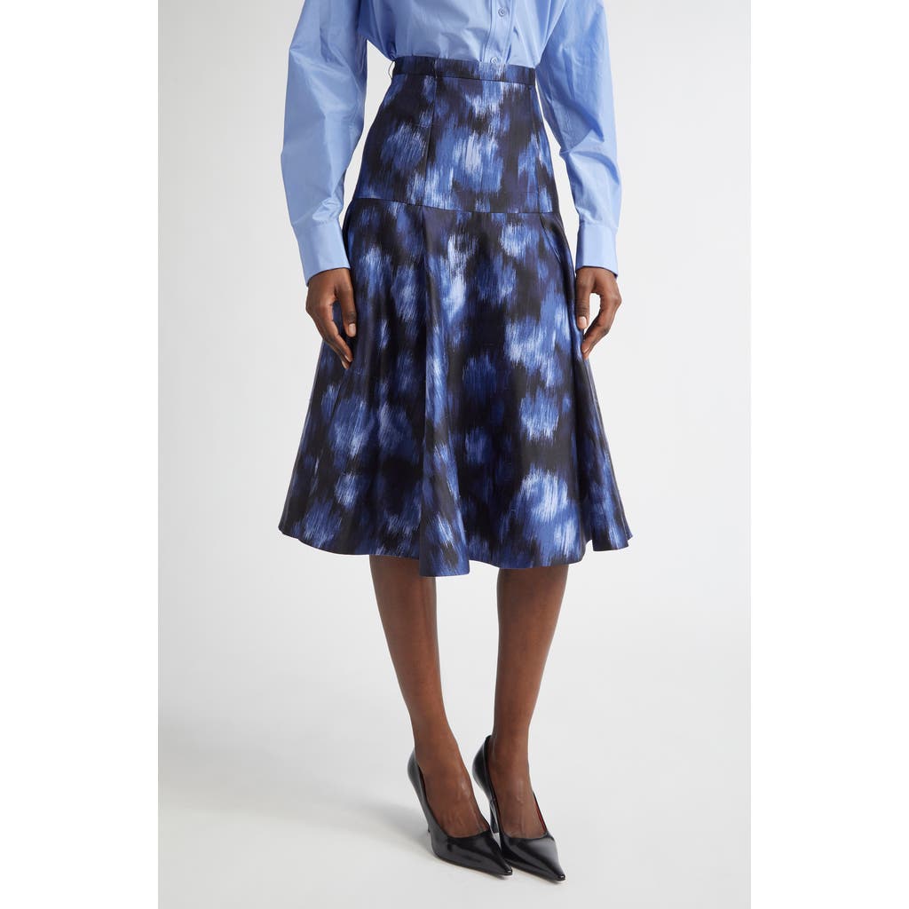 Michael Kors Collection Abstract Floral Print Dance Skirt In Blue