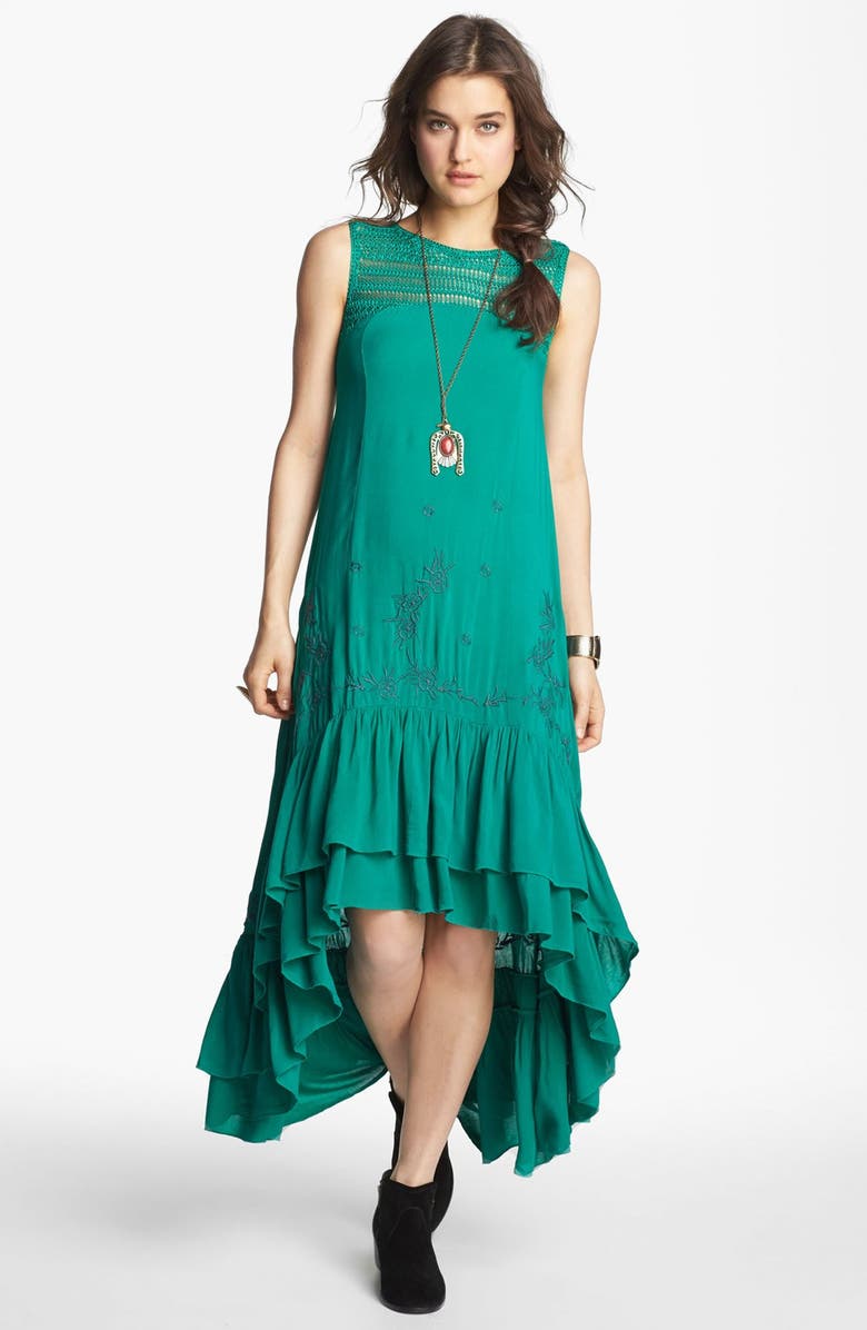 Free People Embroidered Crochet Trim High/Low Dress, Main, color,