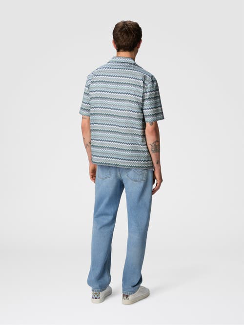 Missoni Zig Zag Cotton Poplin Bowling Shirt With Breast Pocket In Green
