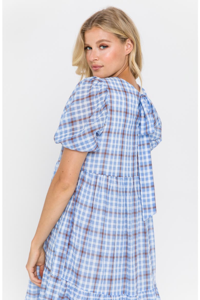 Check Tiered Midi Dress, Alternate, color, BLUE