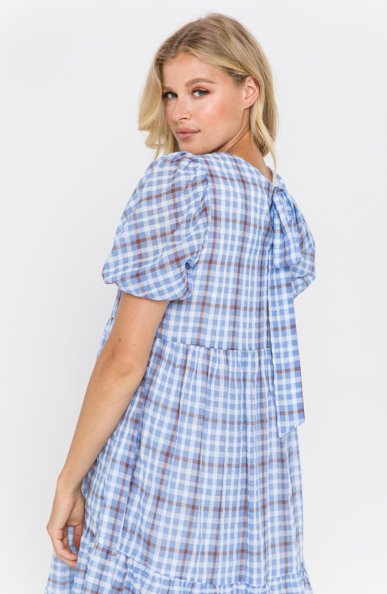 English Factory Check Tiered Midi Dress, Alternate, color, Blue