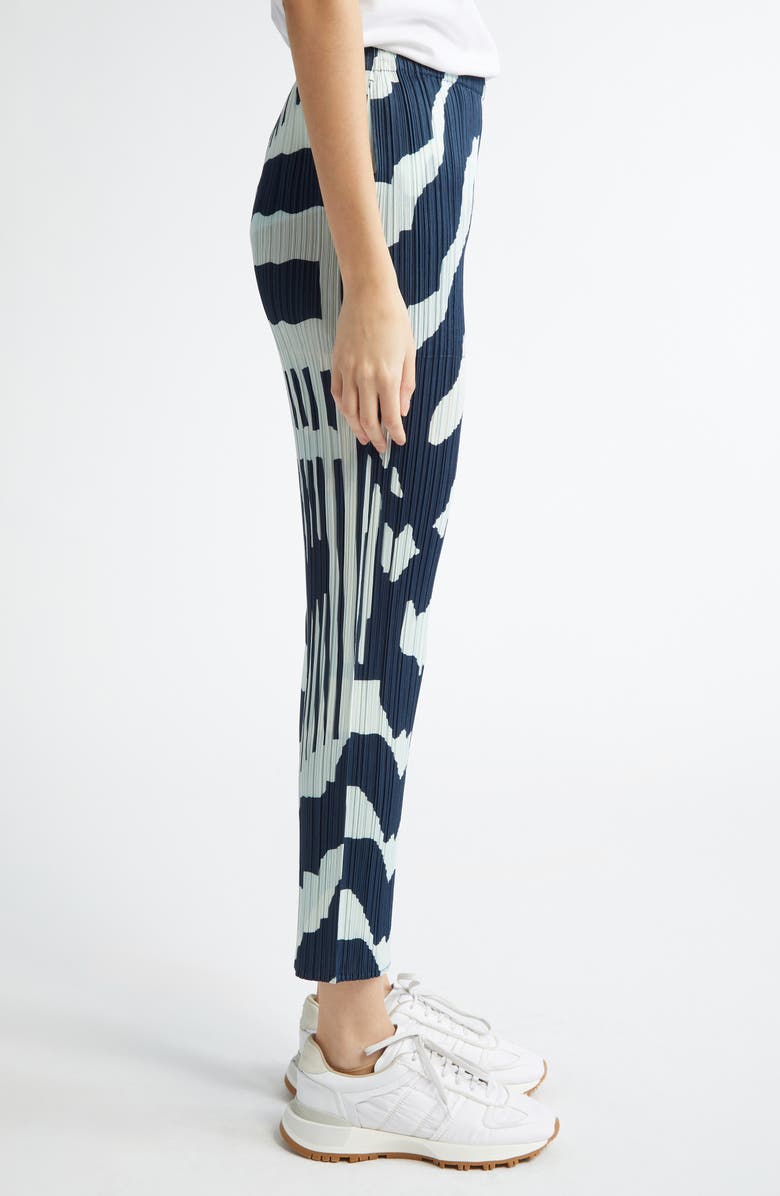 Pleats Please Issey Miyake Refraction Print Pleated Pants, Alternate, color, Grayish Navy