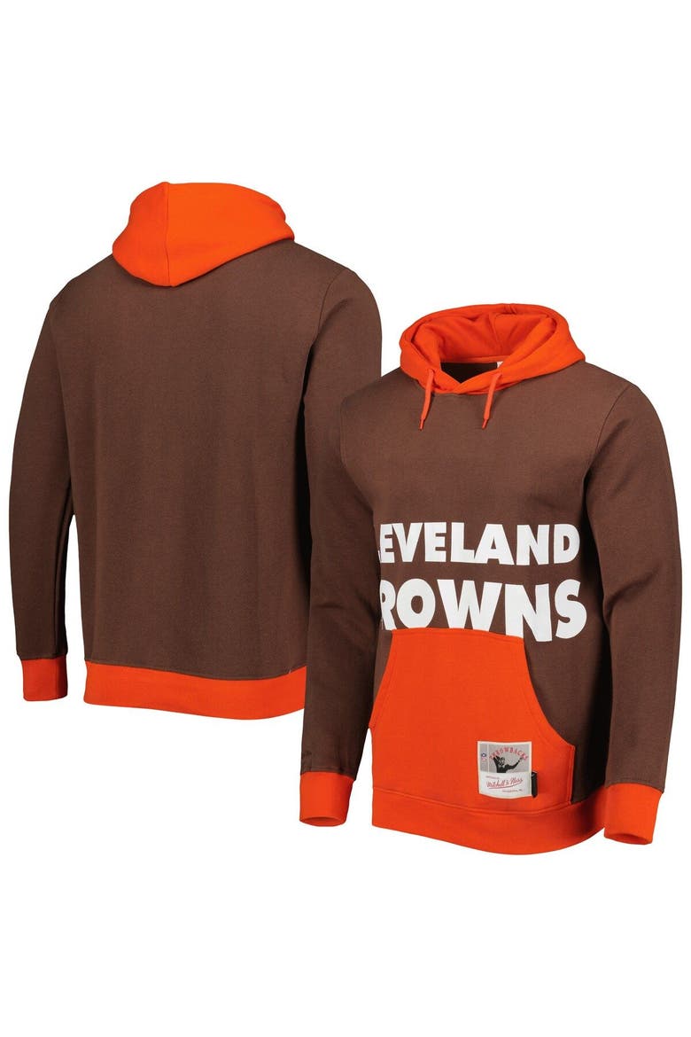 Men's Mitchell & Ness Brown Cleveland Browns Big Face 5.0 Pullover Hoodie, Main, color, Brown