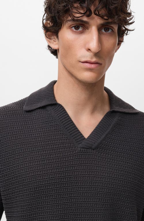Mango Cotton Blend Polo Sweater In Black