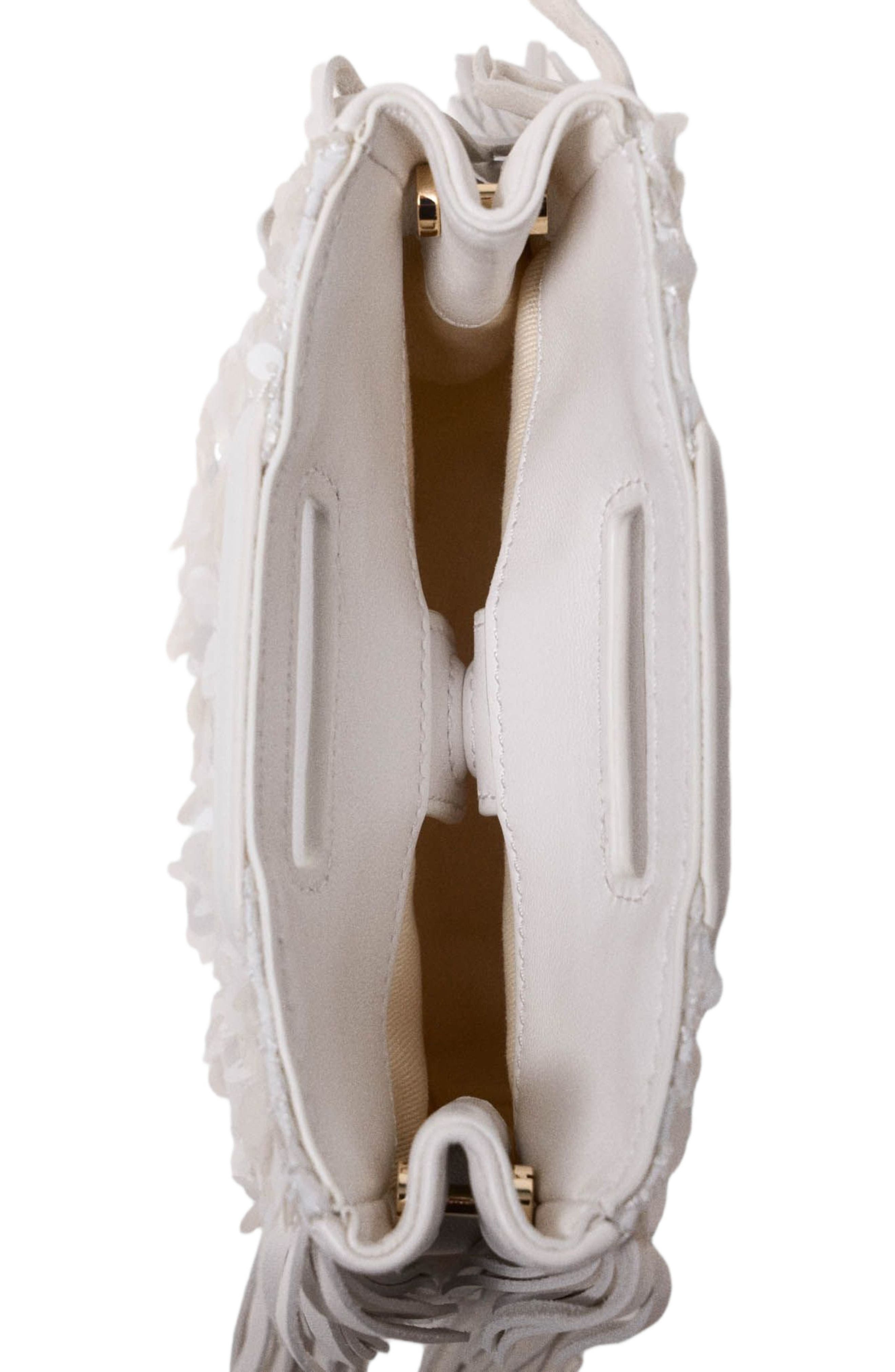 maje Sequinned M mini bag, Alternate, color, White