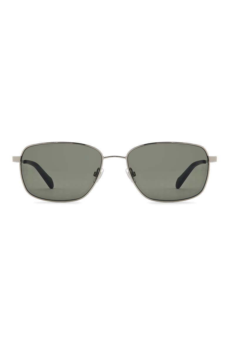 58mm Rectangular Sunglasses, Main, color, RUTHENIUM/ BROWN