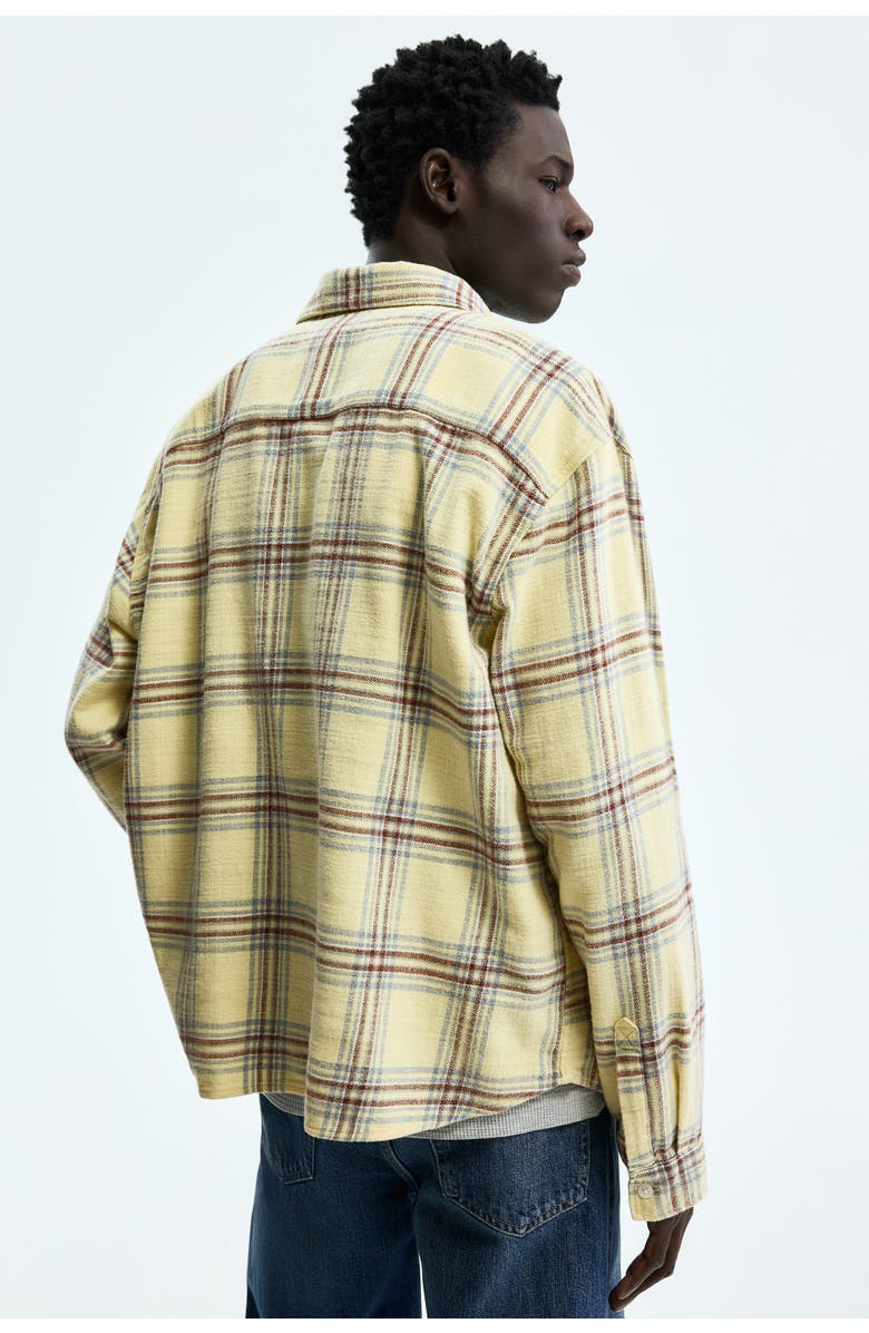 H&M Relaxed Fit Cotton Shirt, Alternate, color, Yellow/Plaid