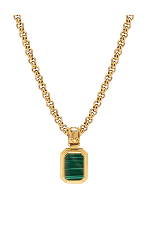 Sterling Silver Necklace With Two-in-one Malachite And Black Onyx Pendant