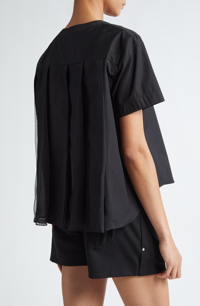 Sacai x Thomas Mason Stripe Mixed Media Top, Alternate, color, 