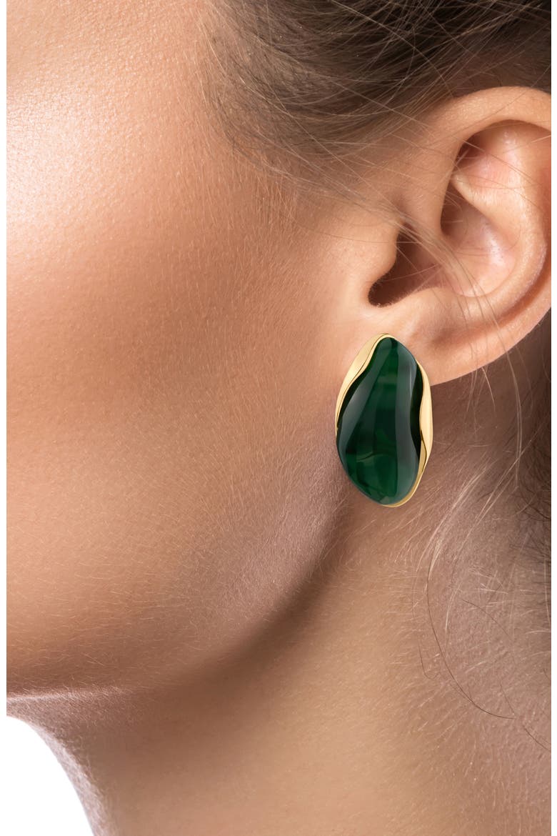Organic Resin Statement Earrings, Alternate, color, GREEN/ GOLD