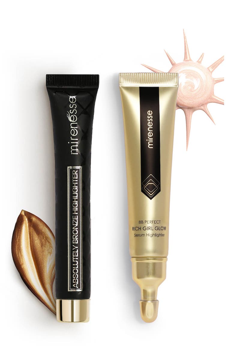 MIRENESSE Liquid Absolutely Bronze Highlighter & Rich Girl Glow Highlighter Duo, Main, color, 