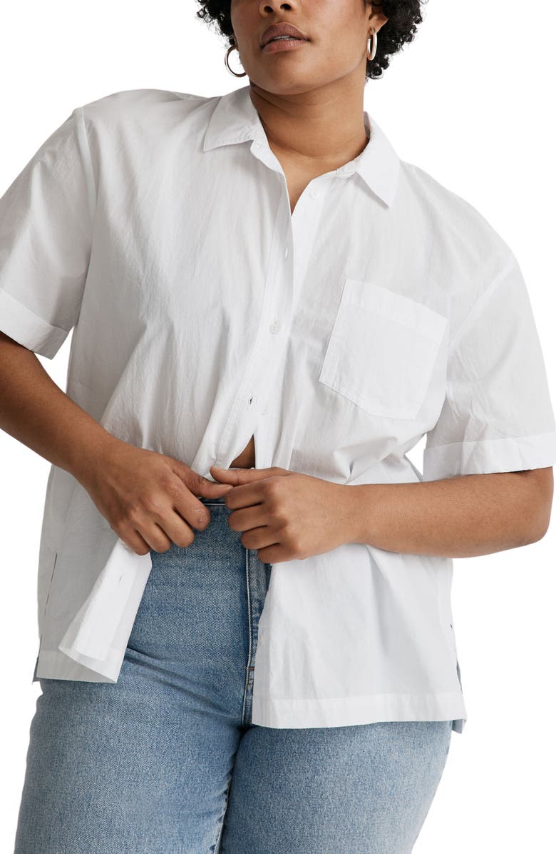 Madewell Short Sleeve Signature Cotton Poplin Button-Up Shirt, Alternate, color,