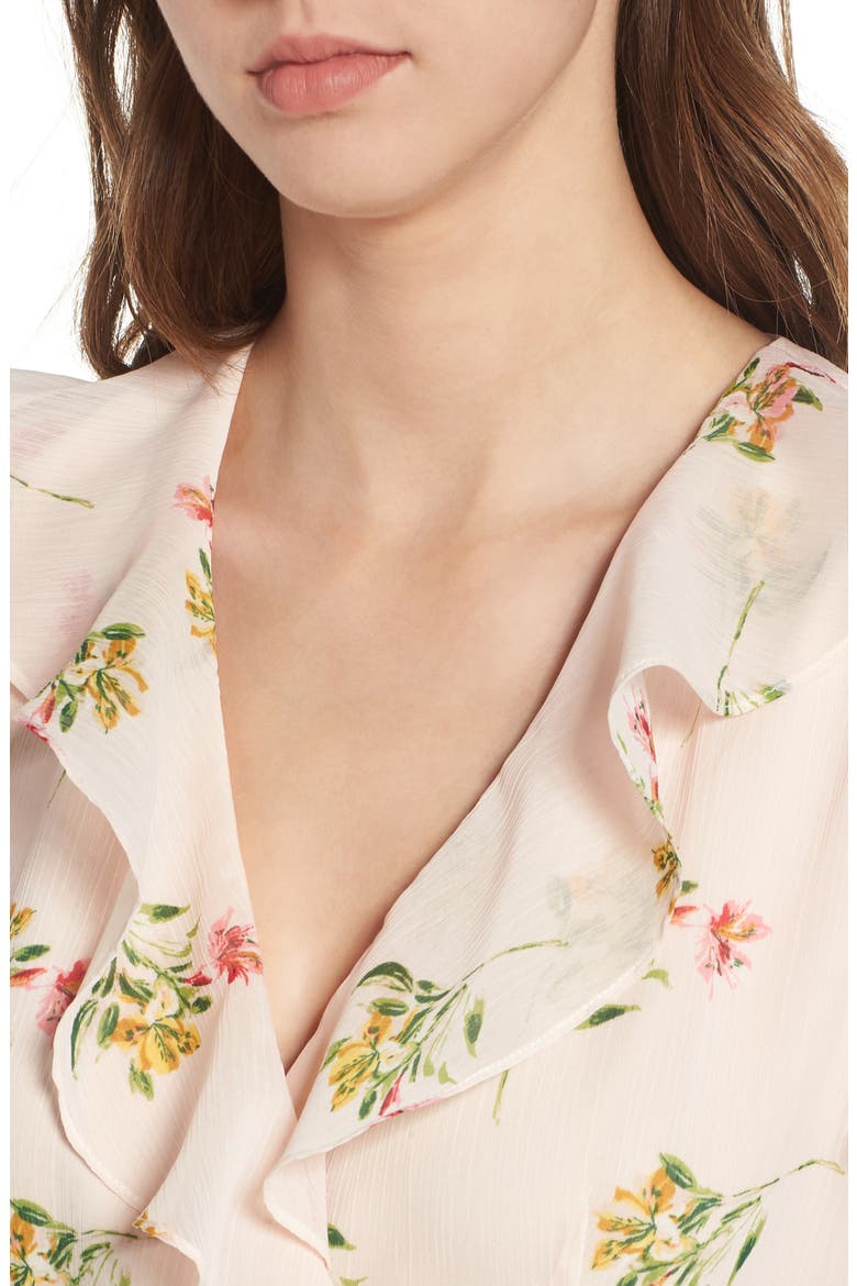 Colie Ruffle Wrap Dress, Alternate, color, PEACH FLORAL