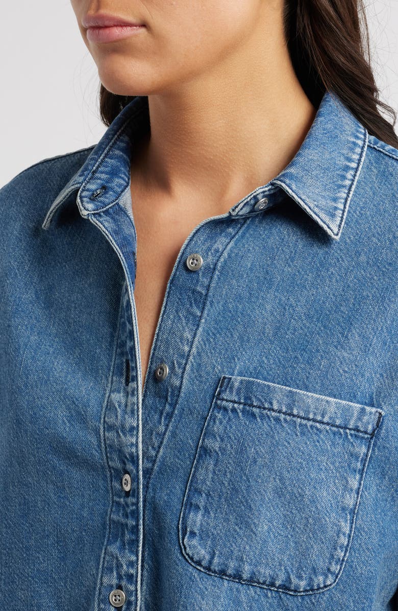 rag & bone Featherweight Crop Denim Button-Up Shirt, Alternate, color, 