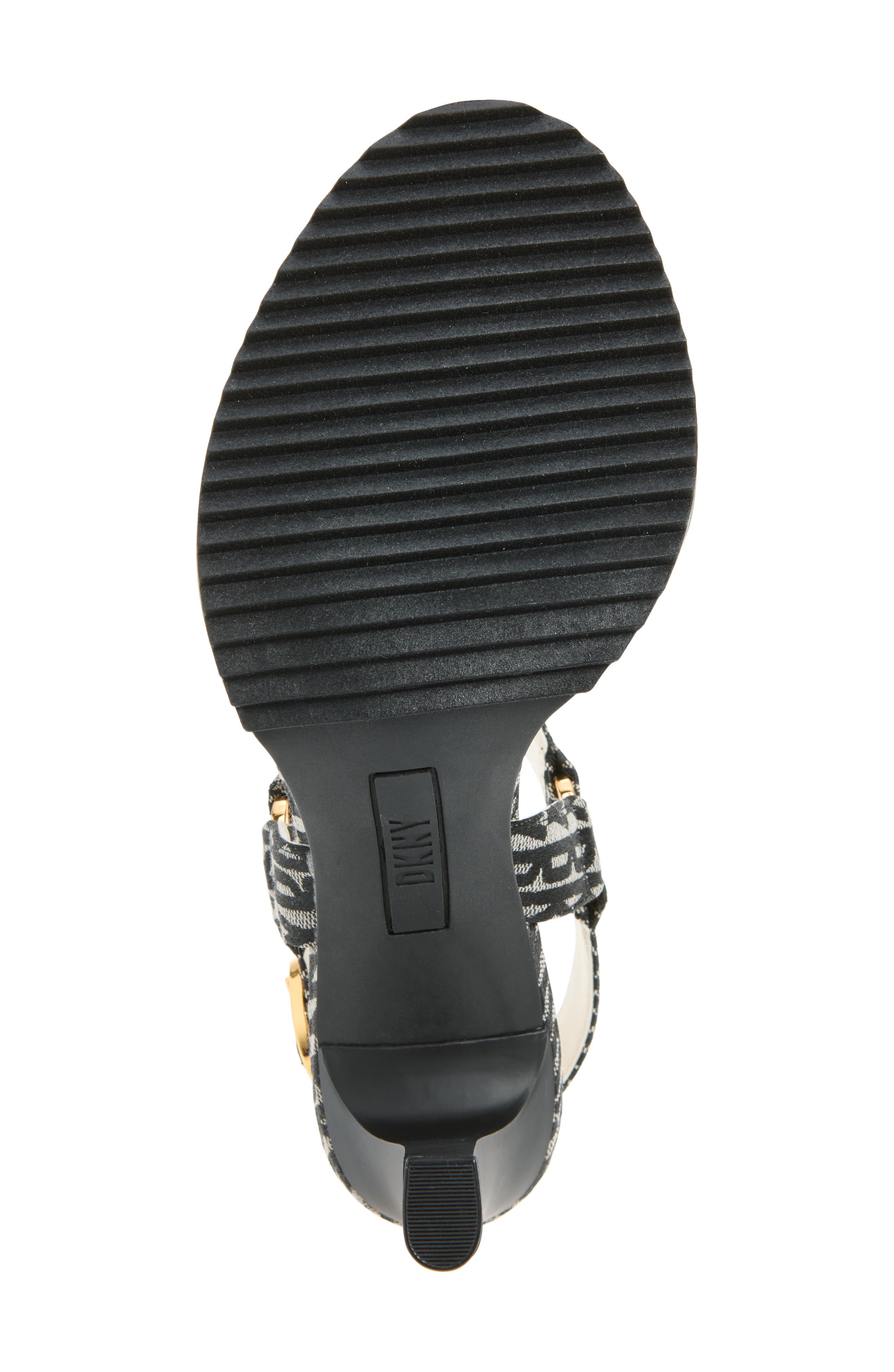 DKNY Blaire Ankle Strap Sandal, Alternate, color, Black/ Eggnog