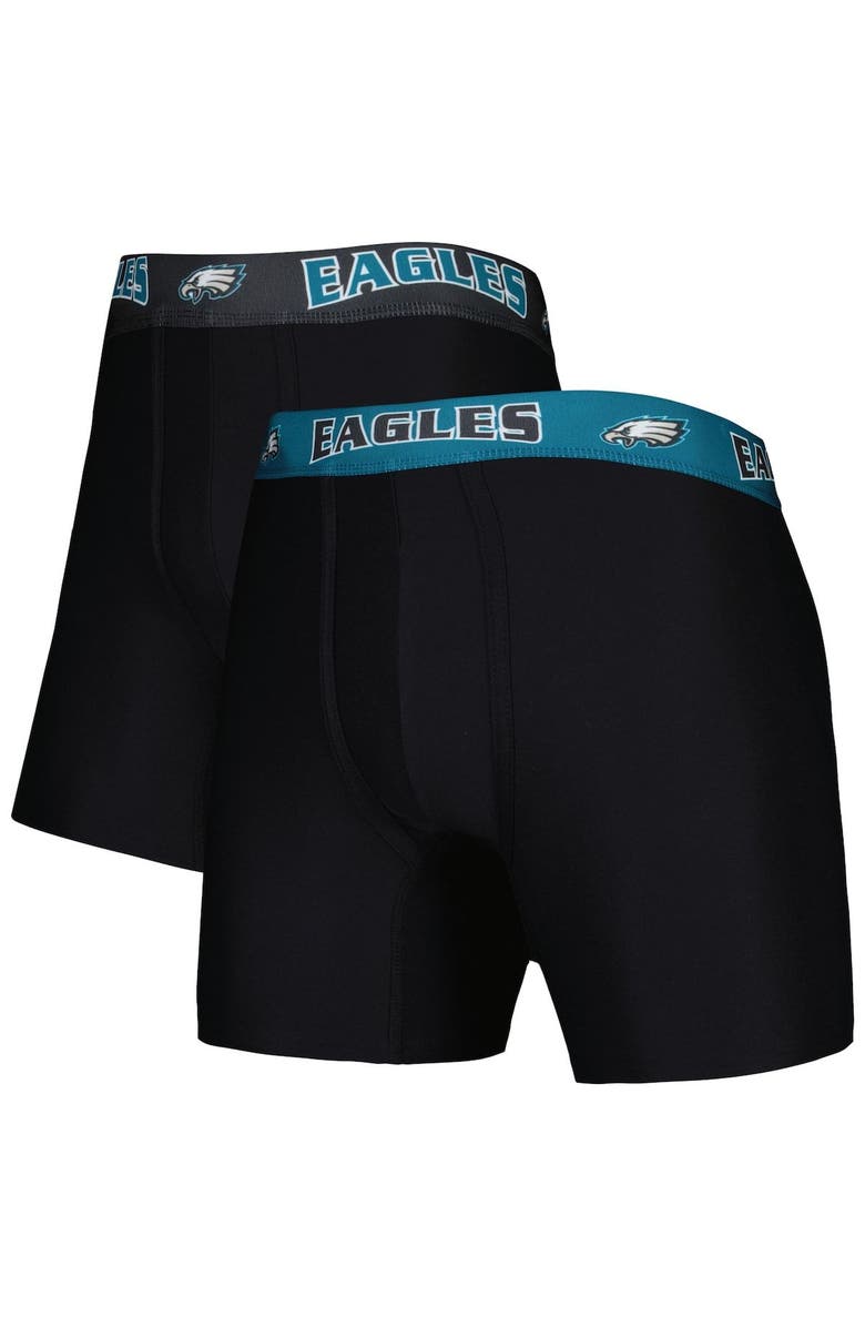 CONCEPTS SPORT Men's Concepts Sport Black/Midnight Green Philadelphia Eagles 2-Pack Boxer Briefs Set, Main, color,
