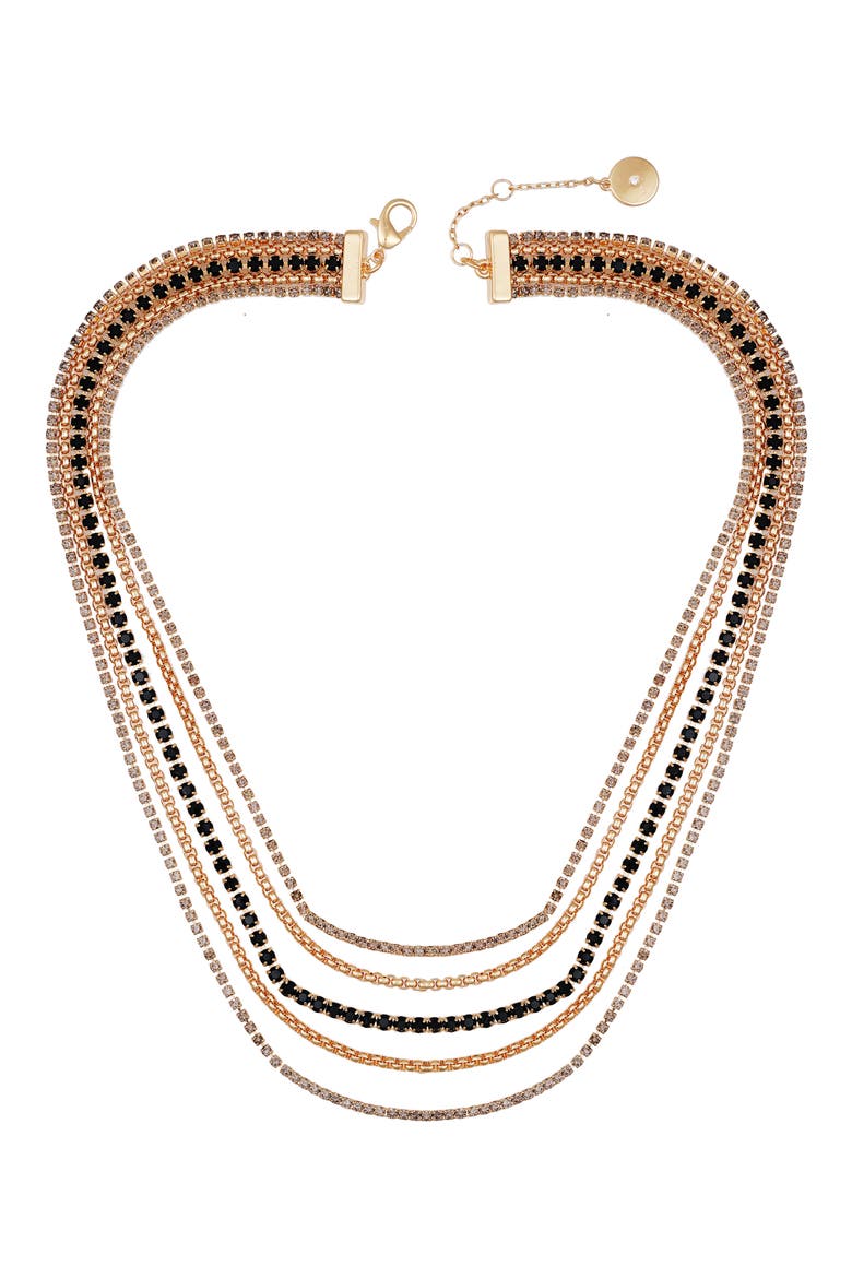 Crystal Layered Chain Necklace, Alternate, color, GOLD TONE