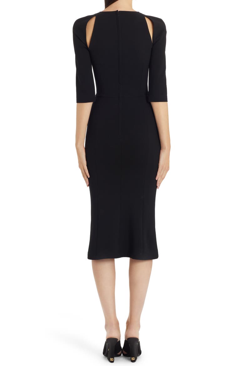 Cutout Jersey Midi Sheath Dress, Alternate, color, N0000 NERO