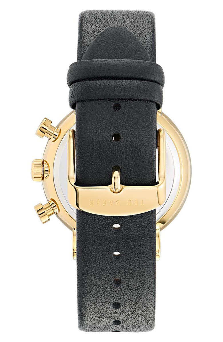 Ted Baker London Barnetb Chronograph Leather Strap Watch, 41mm, Alternate, color, Black