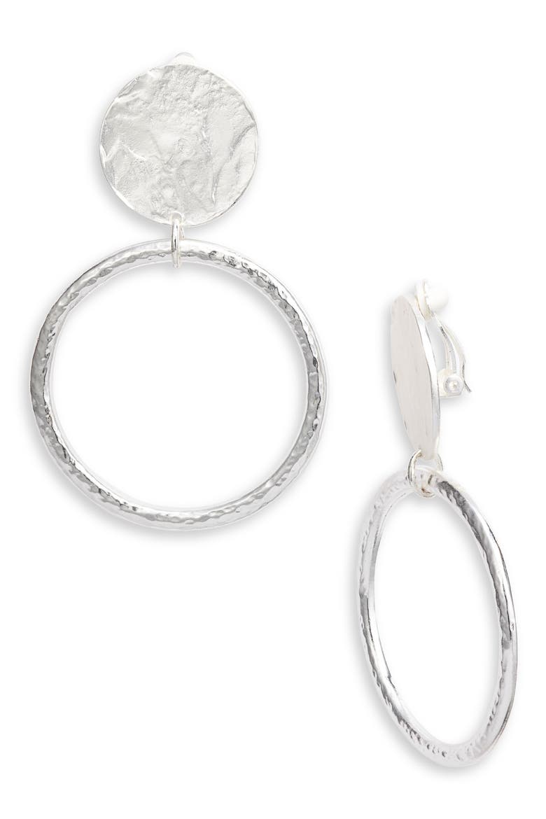 Statement Clip Earrings, Main, color, SILVER