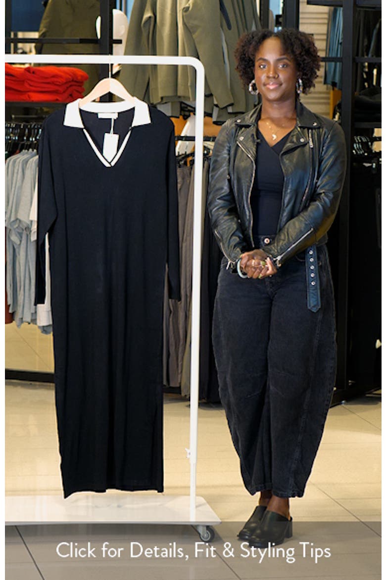 Contrast Collar Long Sleeve Knit Dress video