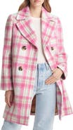 Sam Edelman Brushed Plaid Double Breasted Coat