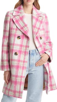Sam Edelman Brushed Plaid Double Breasted Coat