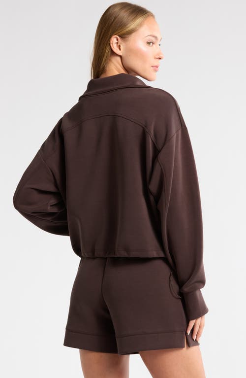 Zella Ultra Soft Scuba Half Zip Pullover In Brown Mole