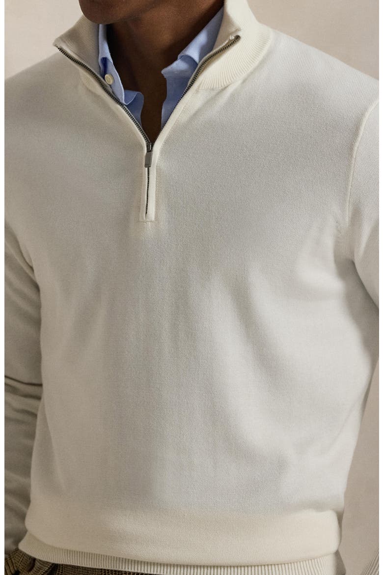 Quarter Zip Cotton Sweater, Alternate, color, WHITE