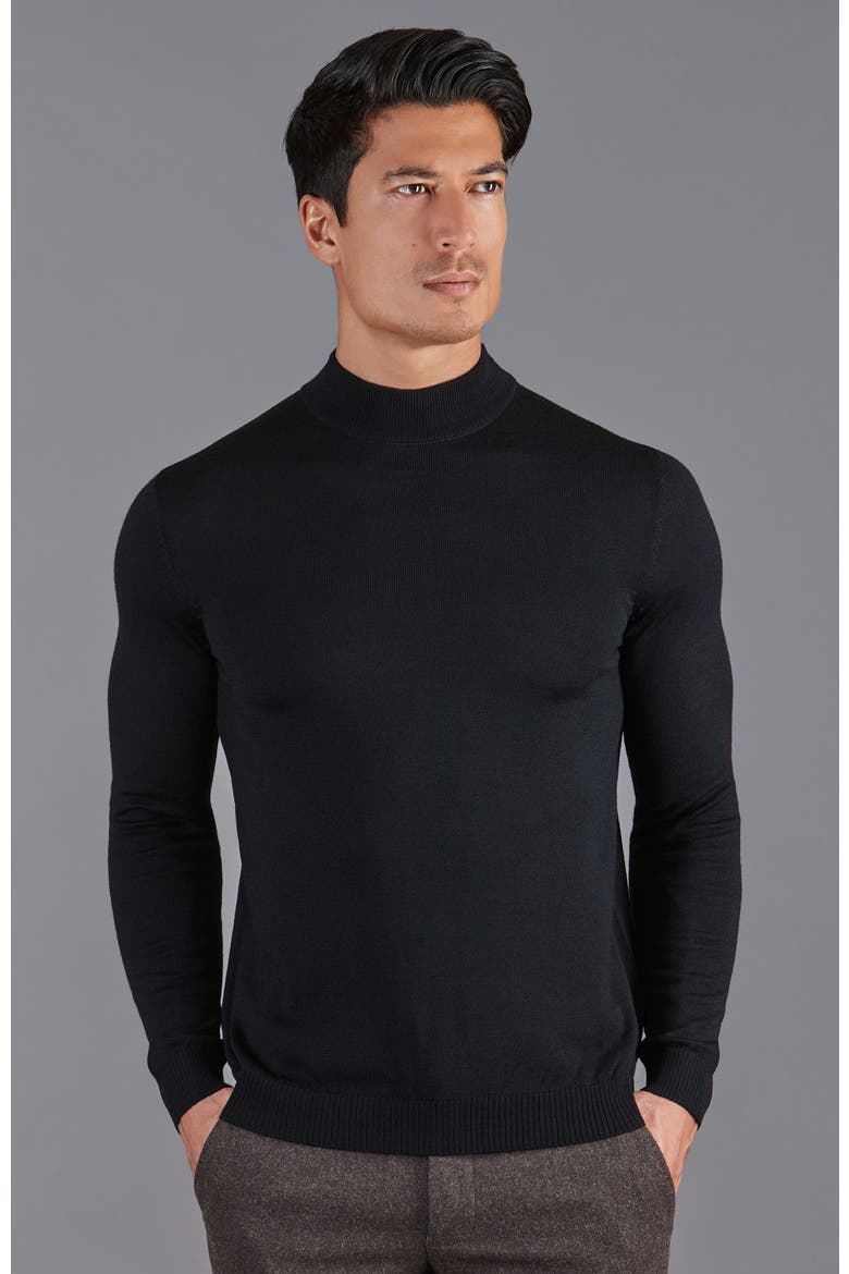 Merino Wool Mock Turtleneck Sweater, Alternate, color, Black