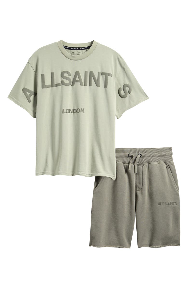 smALLSAINTS by ALLSAINTS Kids' Biggie Oversized Cotton Graphic T-Shirt & Shorts Set, Main, color, Green