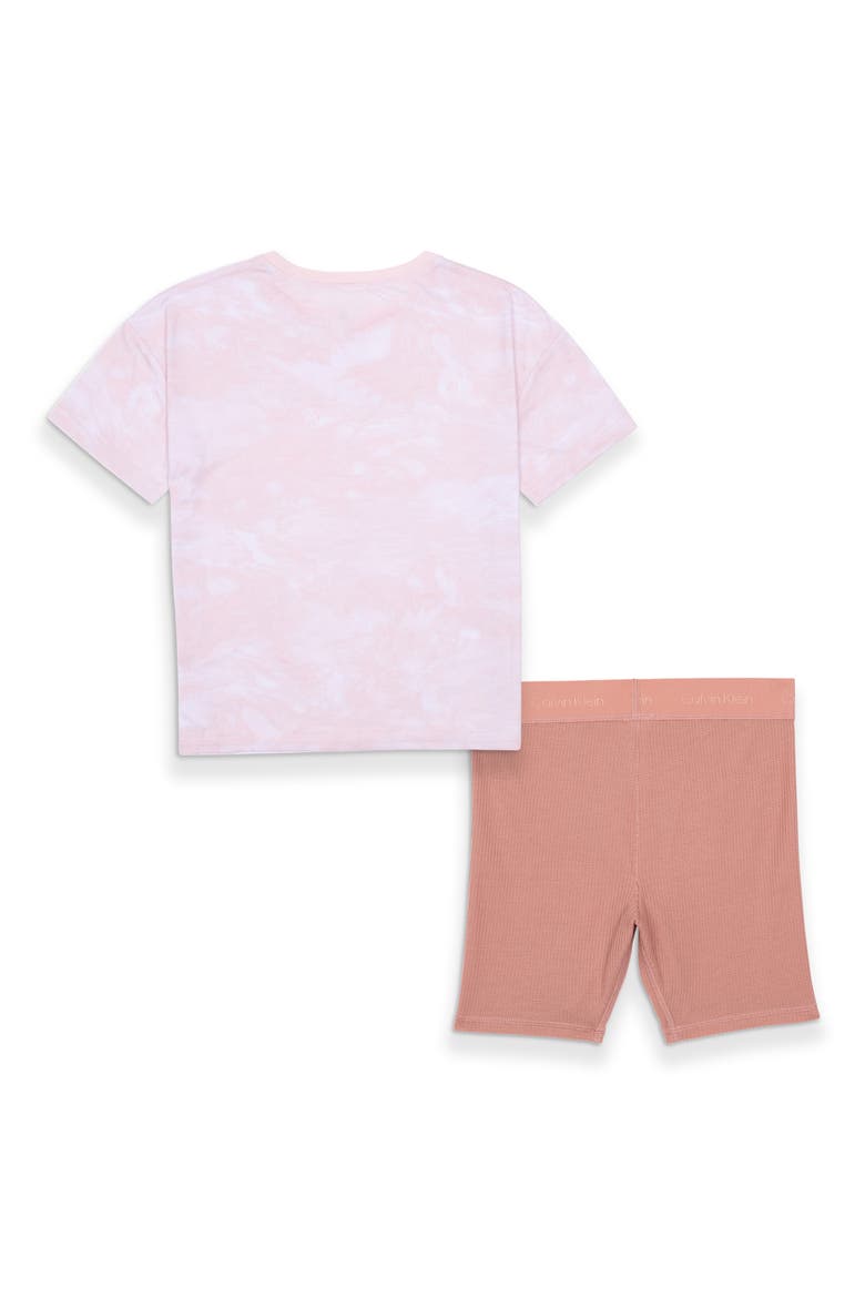 Kids' Thermal Two-Piece Short Pajamas, Alternate, color, PNK MARBLE/ ROSE DAWN