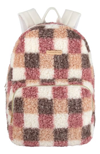 Jessica Simpson Kids' High Pile Fleece Check Backpack
