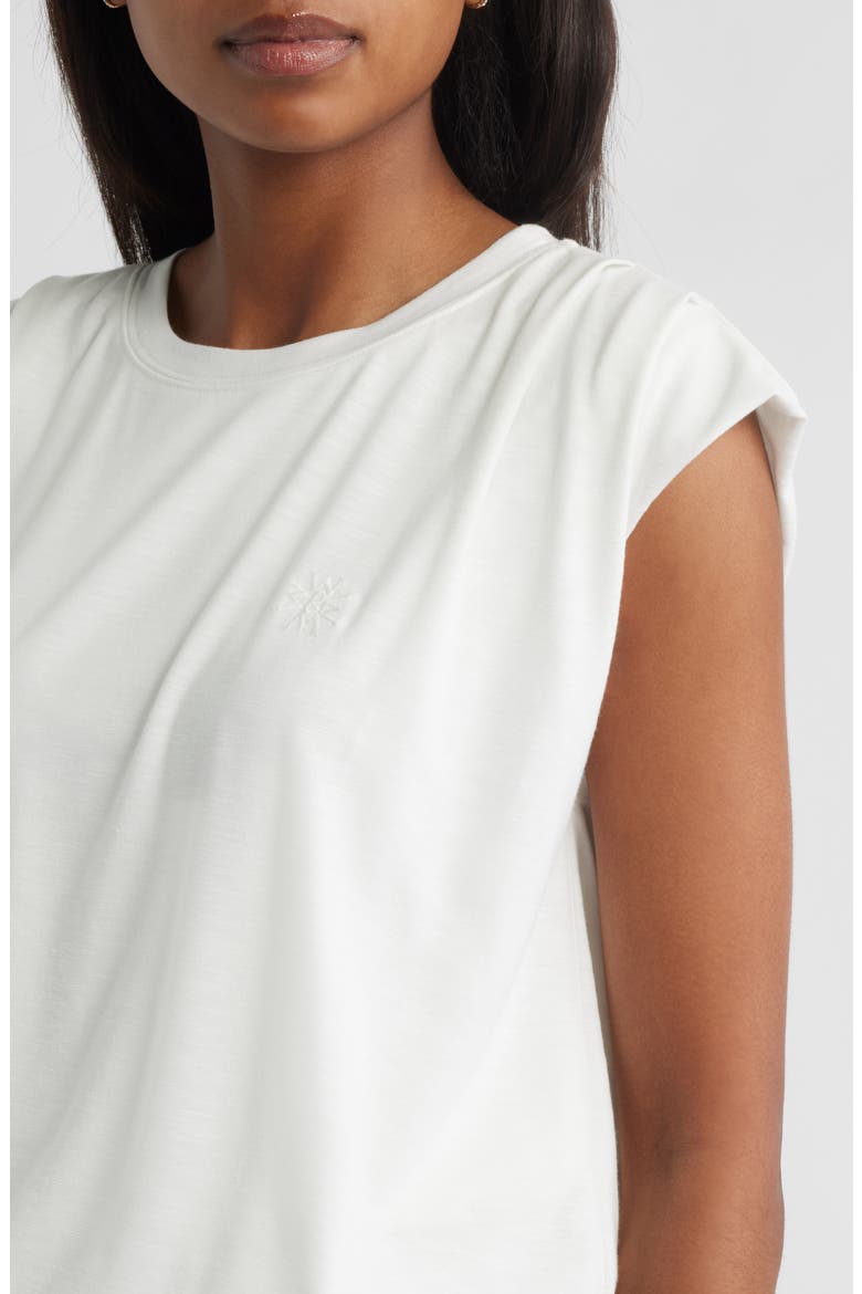 Pleated Cap Sleeve T-Shirt, Alternate, color, OFF WHITE