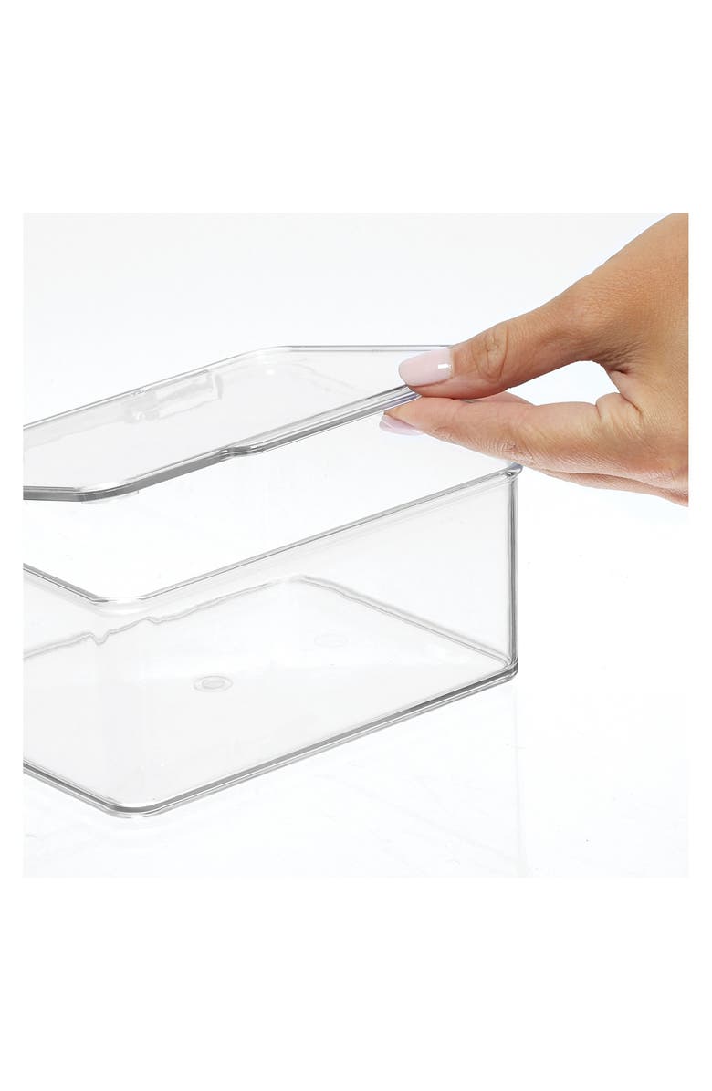 mDesign Plastic Playroom/Gaming Storage Organizer Box, Hinge Lid, 8 Pack, Alternate, color, Clear