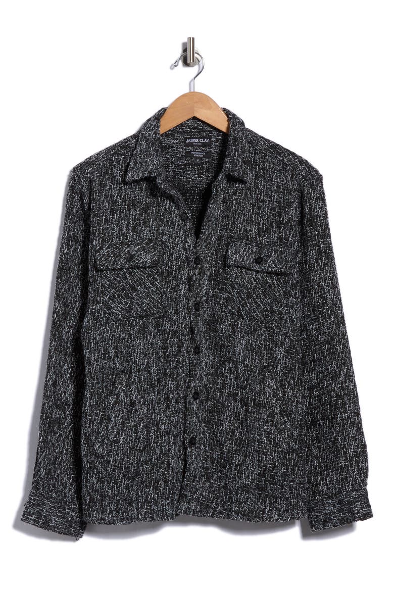 Textured Cotton Blend Shirt Jacket, Main, color, CHARCOAL