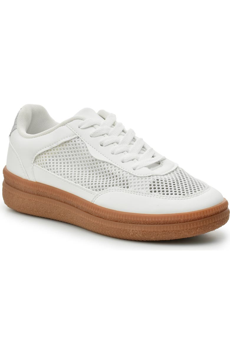 Nicole Miller Low Top Mesh Sneaker, Main, color, White Silver