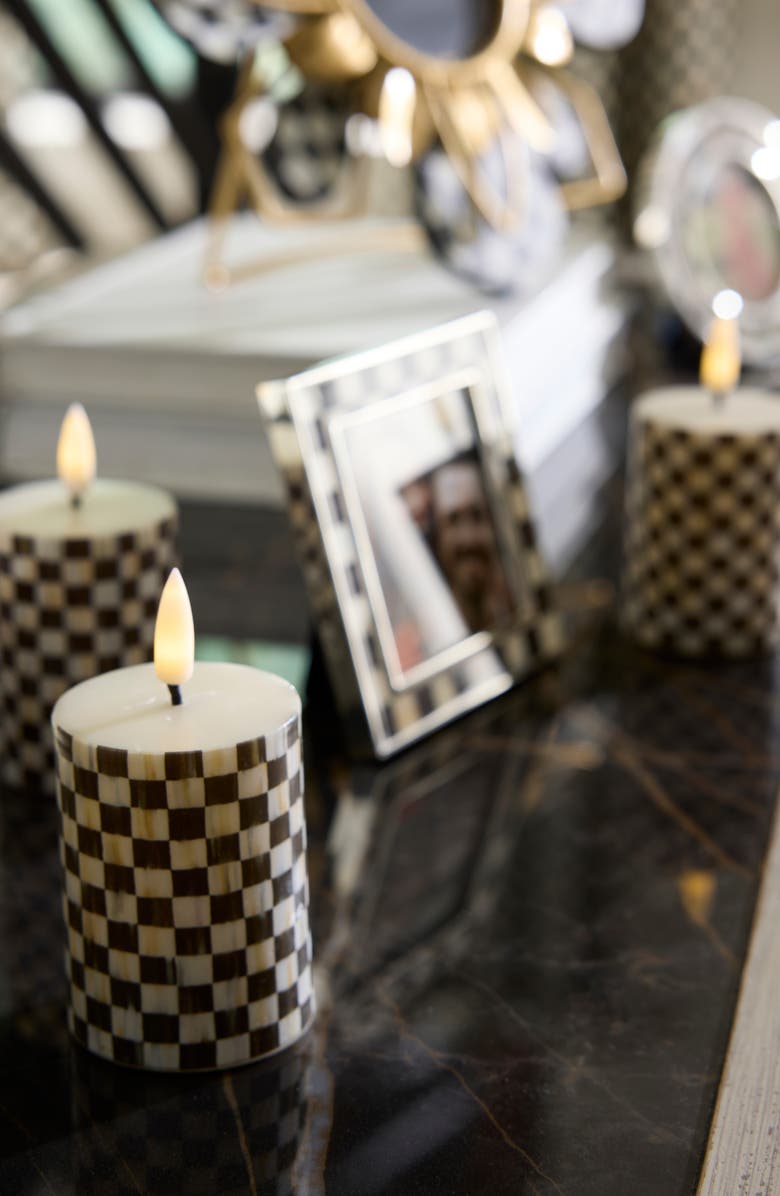 MACKENZIE CHILDS Set of 4 Courtly Check Flameless Votive Candles, Alternate, color, Black/ White