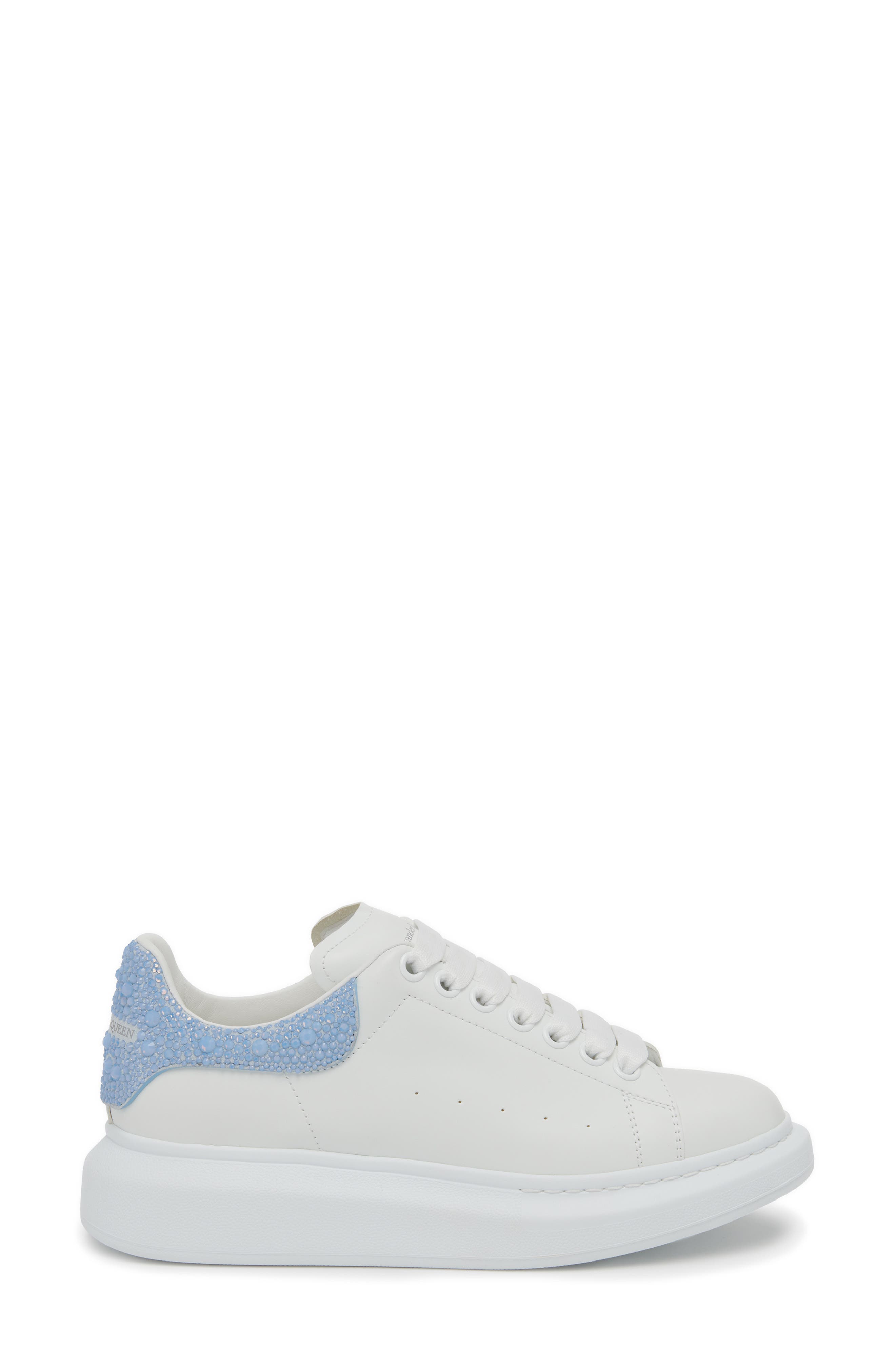 Oversized Crystal Embellished Sneaker, Alternate, color, WHITE/ POWDER BLUE