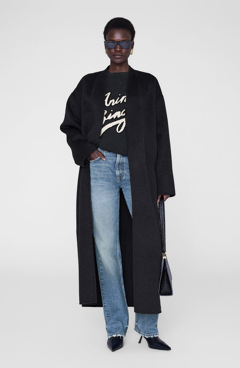 ANINE BING Miles Chenille Signature Sweatshirt, Alternate, color, Black