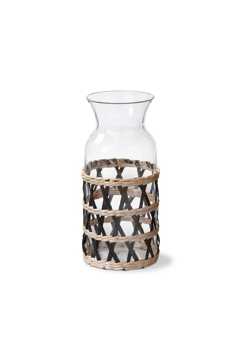 Island Collection Clear Glass Carafe with Braided Sleeve, Main, color, Black