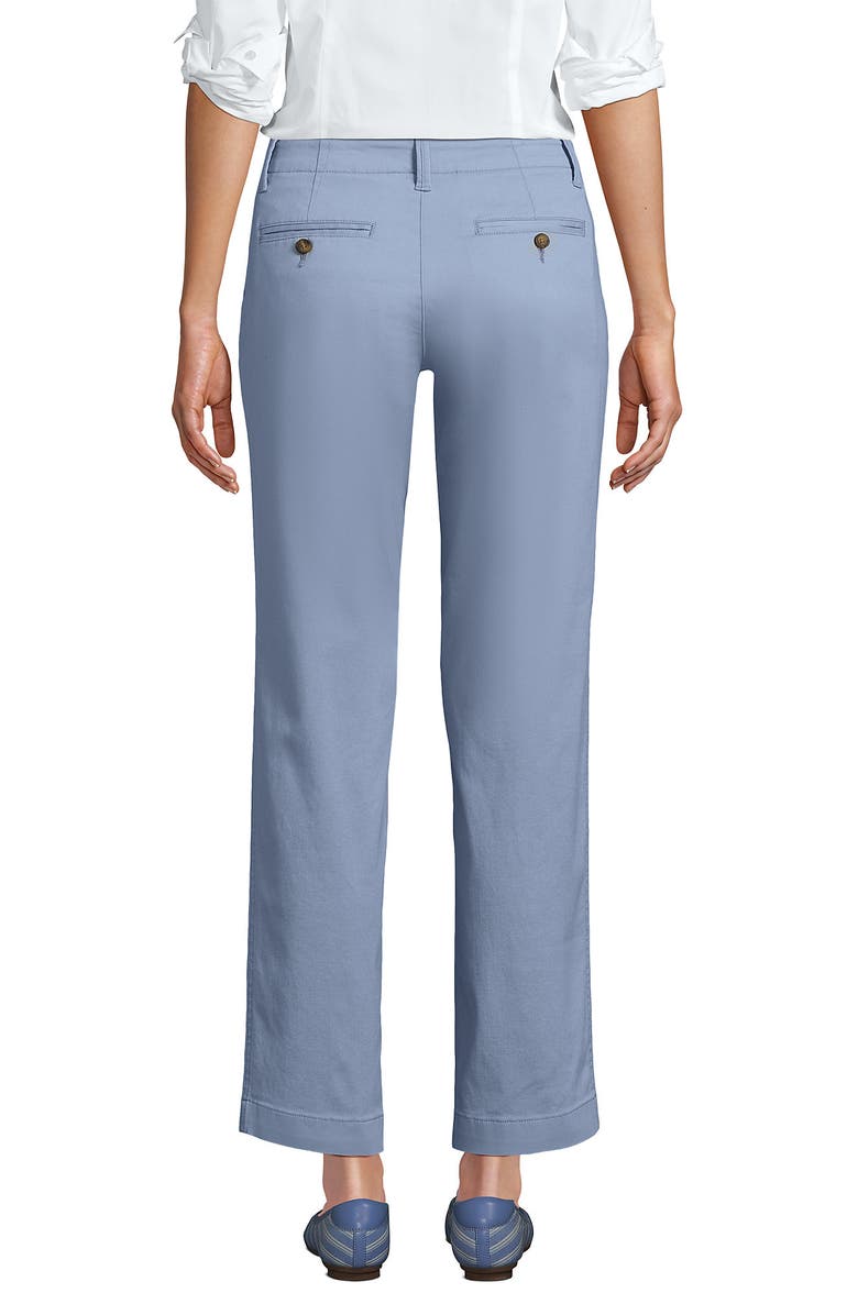 Lands' End Mid Rise Classic Straight Leg Chino Ankle Pants, Alternate, color, Pale Slate Blue