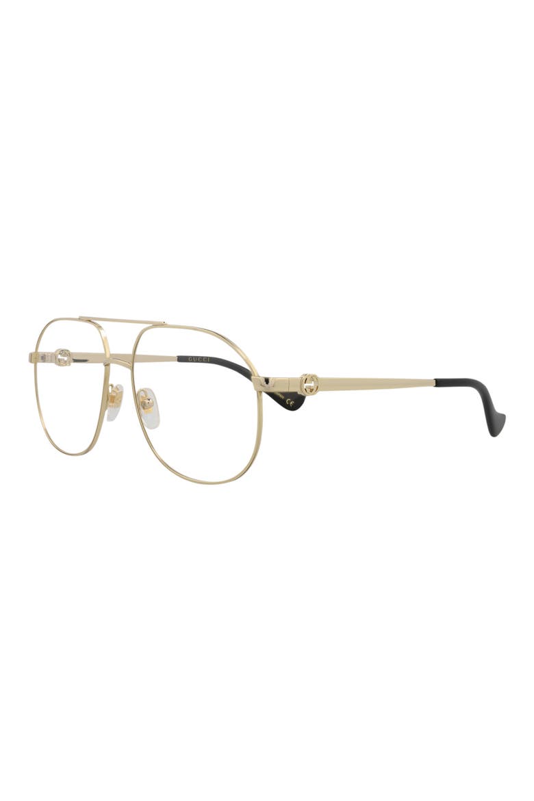 Novelty 56mm Aviator Optical Glasses, Alternate, color, GOLD GOLD TRANSPARENT