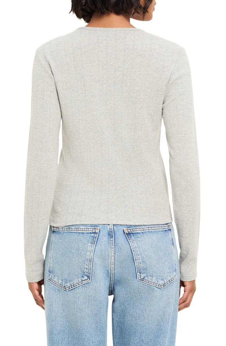 Michael Stars Mackenzie Pointelle Cardigan, Alternate, color, Heather Grey