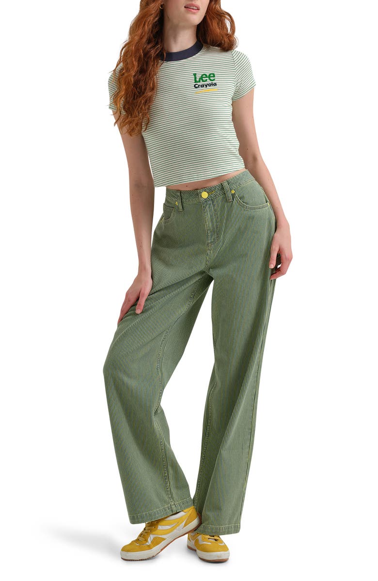 Lee x Crayola Crop T-Shirt, Alternate, color, Ecru Green Stripe