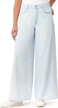 Kensie High Waist Elastic Back Palazzo Jeans